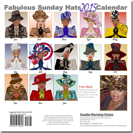 Fabulous Sunday Hats 2015 Wall Calendar Back